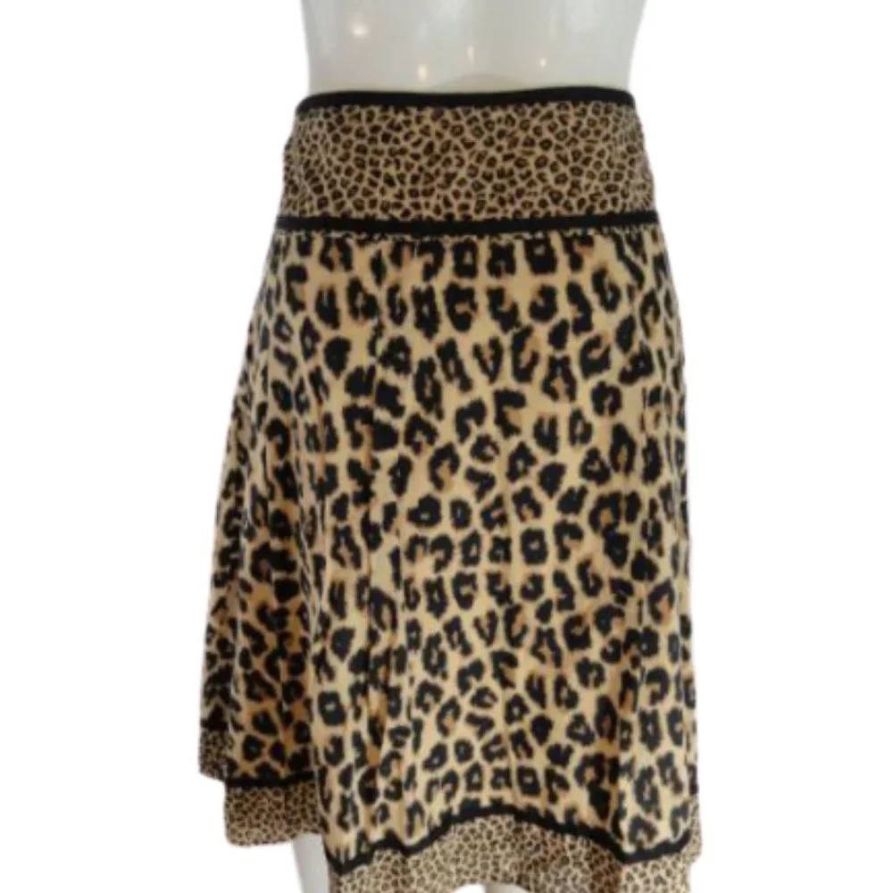 Jones NY Leopard Midi Skirt Tan Size 10 - Picture 3 of 7